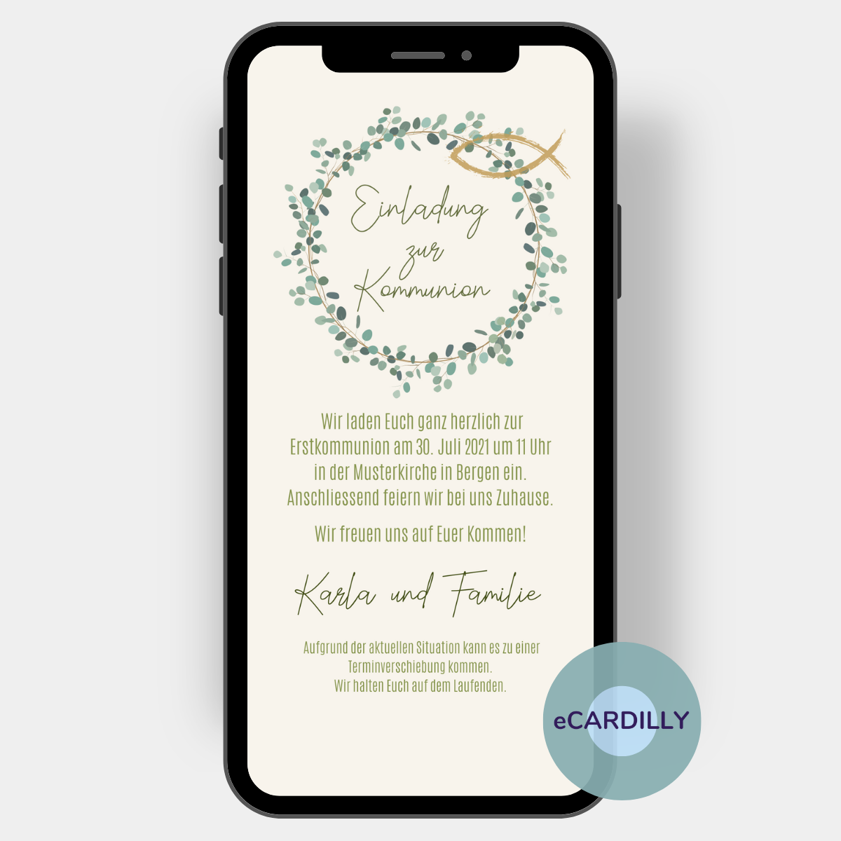 eCard - Leaf wreath green
