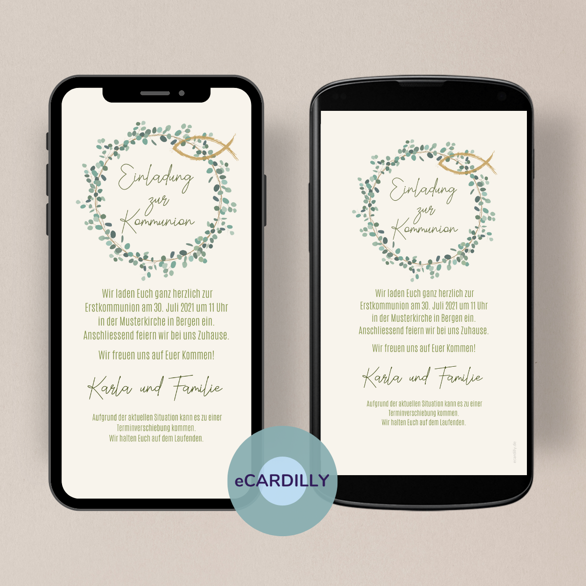 eCard - Leaf wreath green