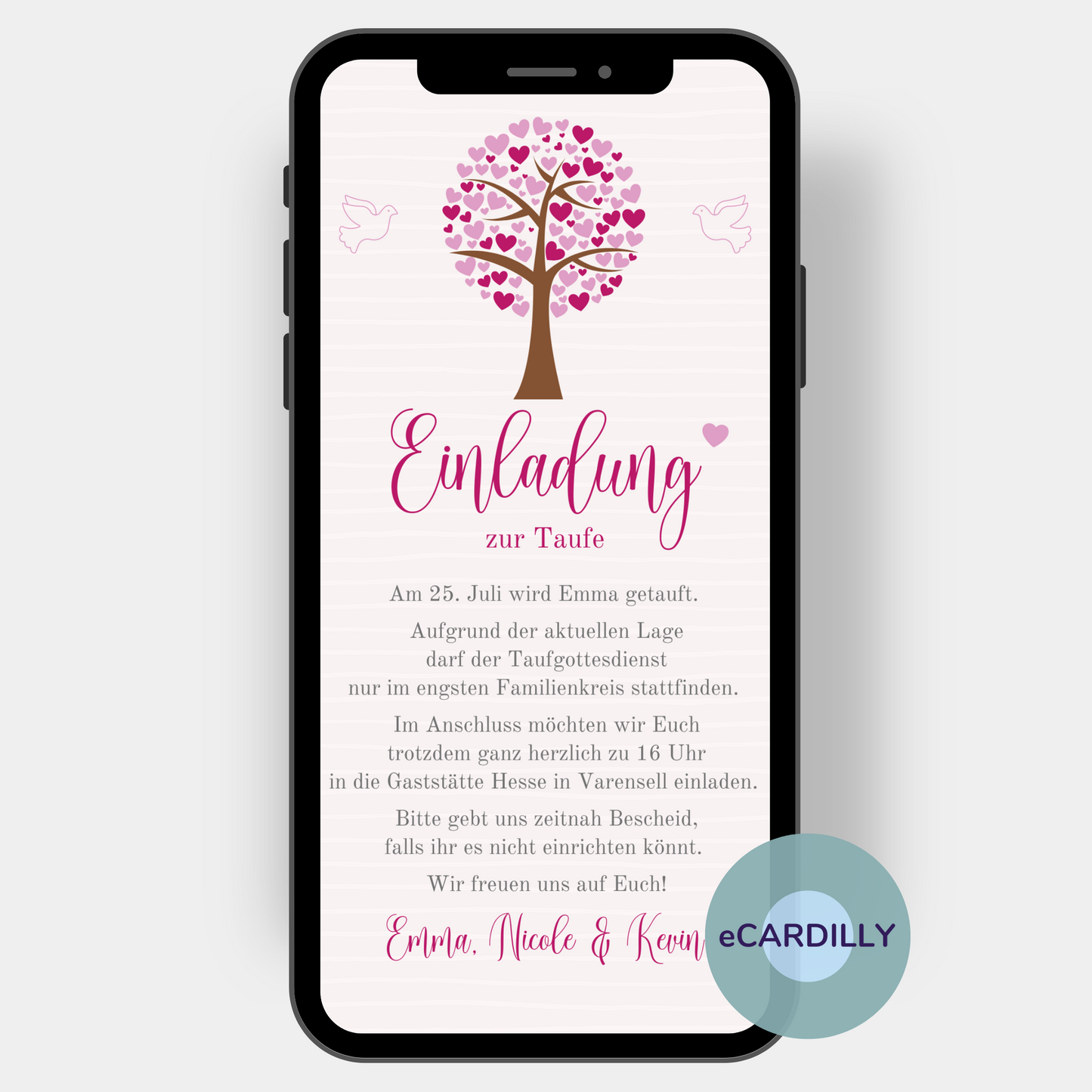 eCard - Heart tree pink