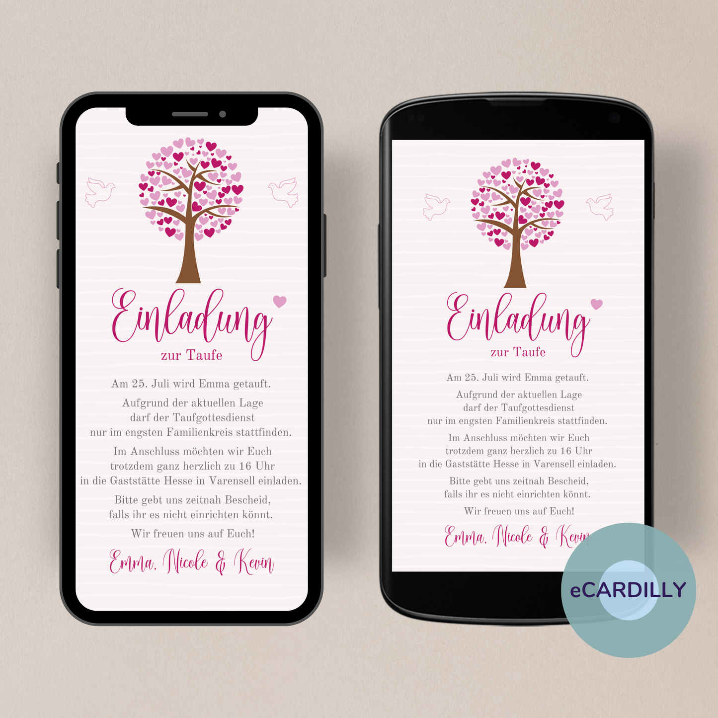 eCard - Heart tree pink
