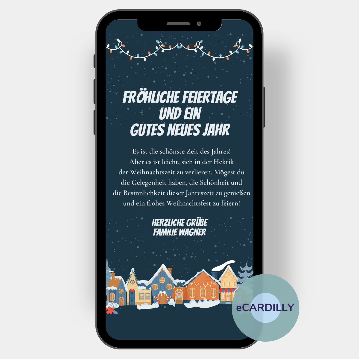 Papierlose eCard mit weihnachtlichen Motiven und schönen Weihnachtsgrüßen