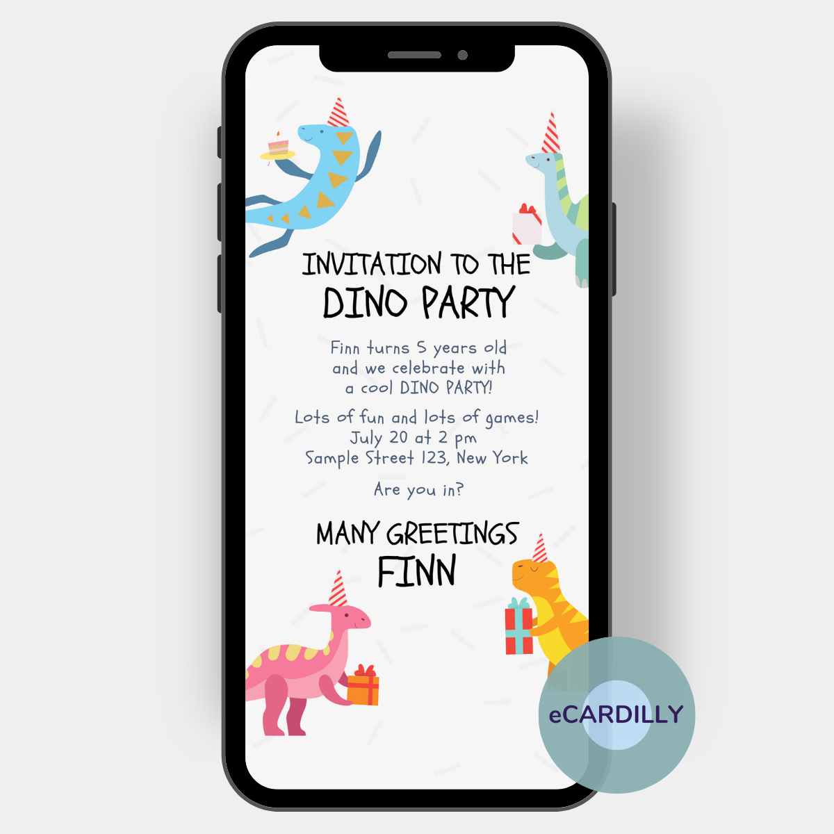 Invitation to the Dino Party - Birthday - Kids Dino Party - eCard