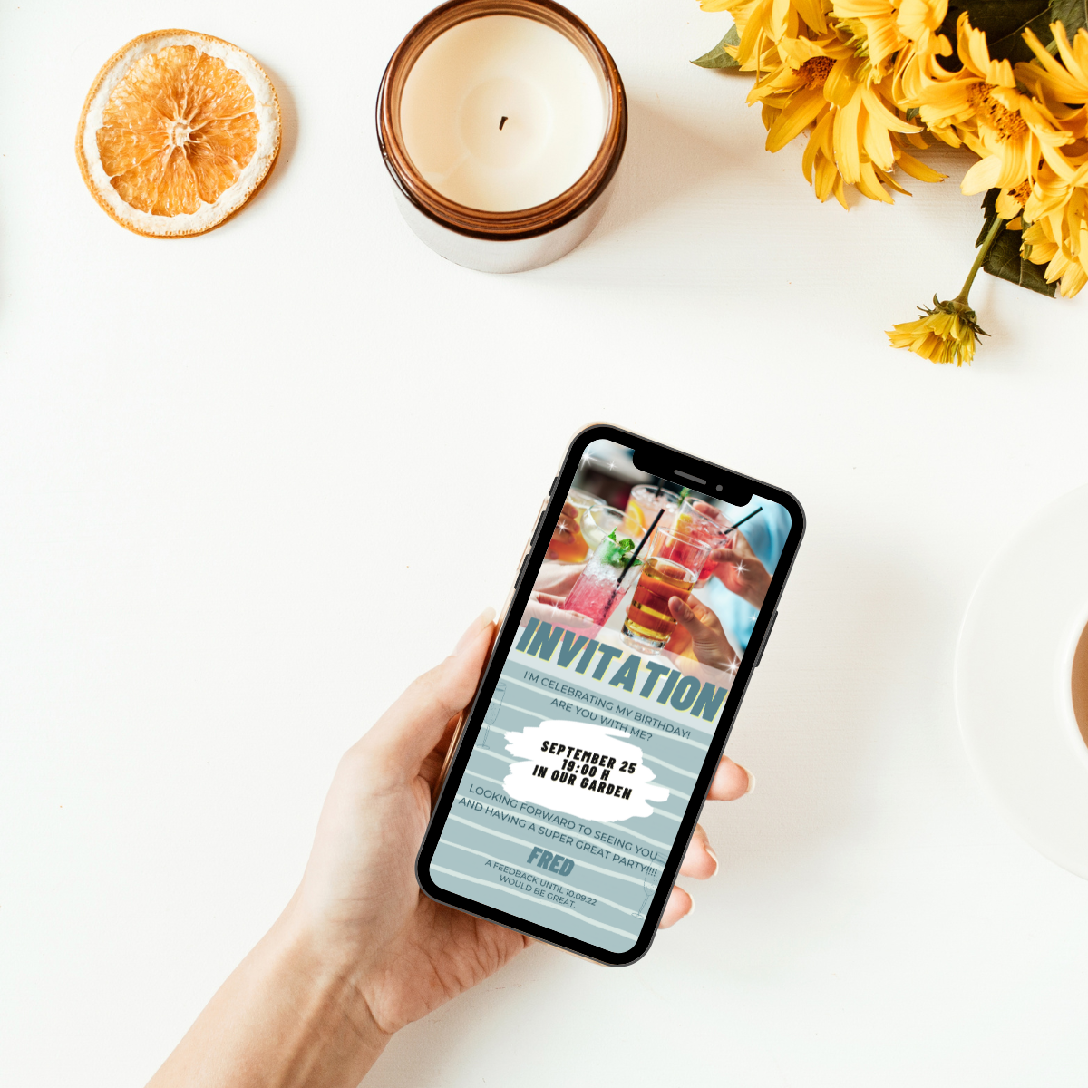 eCard for birthday - cocktail party - created quickly and easily - paperless