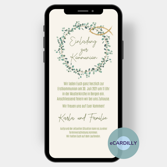 eCard -  Leaf wreath green