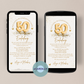 eCard Vorlage zur Goldenen Hochzeit mit Konfetti, Herz und 50er Zahl in gold.