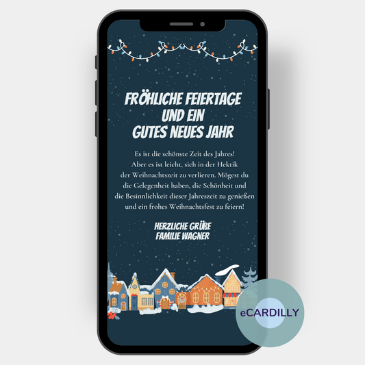 Papierlose eCard mit weihnachtlichen Motiven und schönen Weihnachtsgrüßen