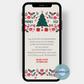 Klassische Weihnachts-Symbole wie ein Tannenbaum, Ilex-Zweige mit roten Früchten, Geschenke und Sterne sind die Motive dieser eCard, mit der Du Weihnachtsgrüße persönlich und digital verschicken kannst