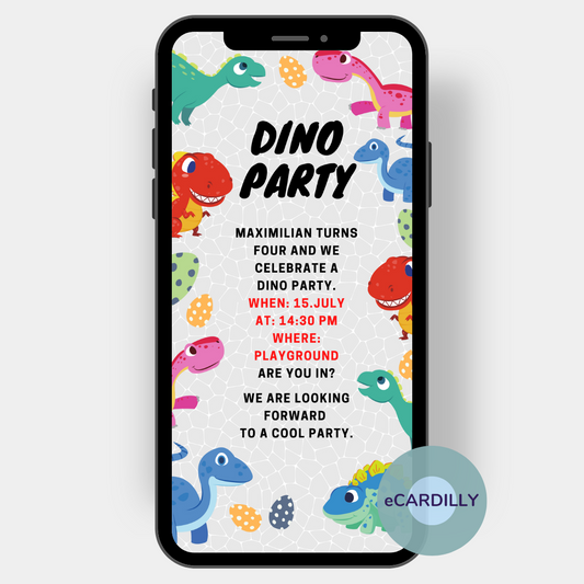 Birthday party invitation - Dino party - children's birthday party 