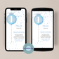 whatsapp template as invitation card or digital invitation with small blue balloon and many blue dots.