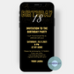 Invitation card with confetti and shine in black gold. So 18th birthday can be celebrated and all guests will be happy about such a beautiful paperless invitation card.