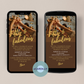 simple and easy - send invitation by WhatsApp - 50th birthday - great eCard in brown and gold - 