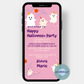 Girls birthday and Halloween party planned? Then this invitation with cute ghosts and candy on a delicate purple background is just right for you!