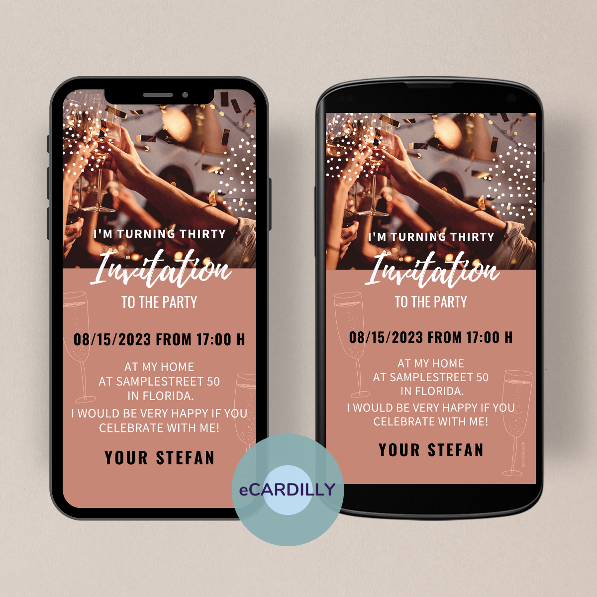 Invitation card brown for men simply fast cheap veresenden